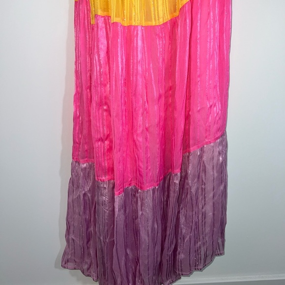 SUNDRESS NEW S/XS Stevie Palma mix color Colorful Ruffled Maxi Dress - Picture 3 of 14